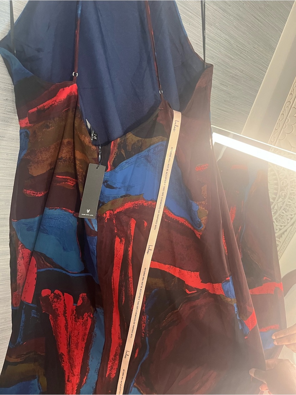 Solayne Burgundy Multi Abstract Strappy Halter Maxi Dress - Picture 5 of 7
